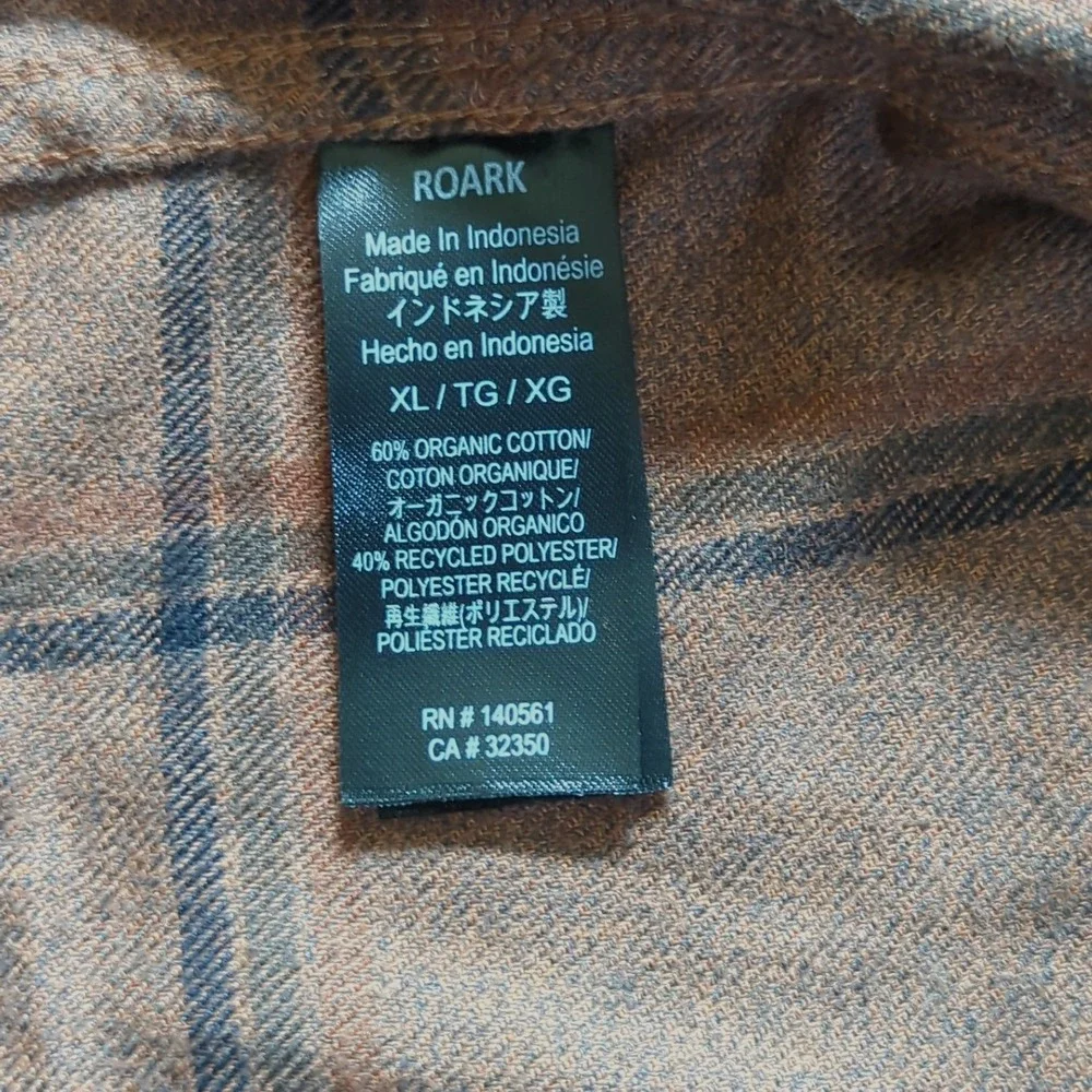 Roark Nordsman Light Flannel Shirt Mens XL Rust Plaid Organic Cotton Blend NWT - Picture 6 of 8